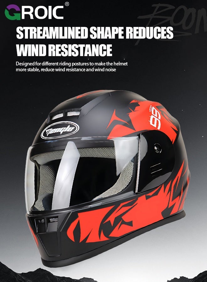 GROIC Motorcycle Helmet, Matte Black with Red Graphic, Helmet for Street and Track Riders, Ventilation and Safety Design, Lightweight Helmet for Men and Women, Motorbike and Electric Bike Riding - Image 2